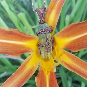 Wire wrapped crystal necklace